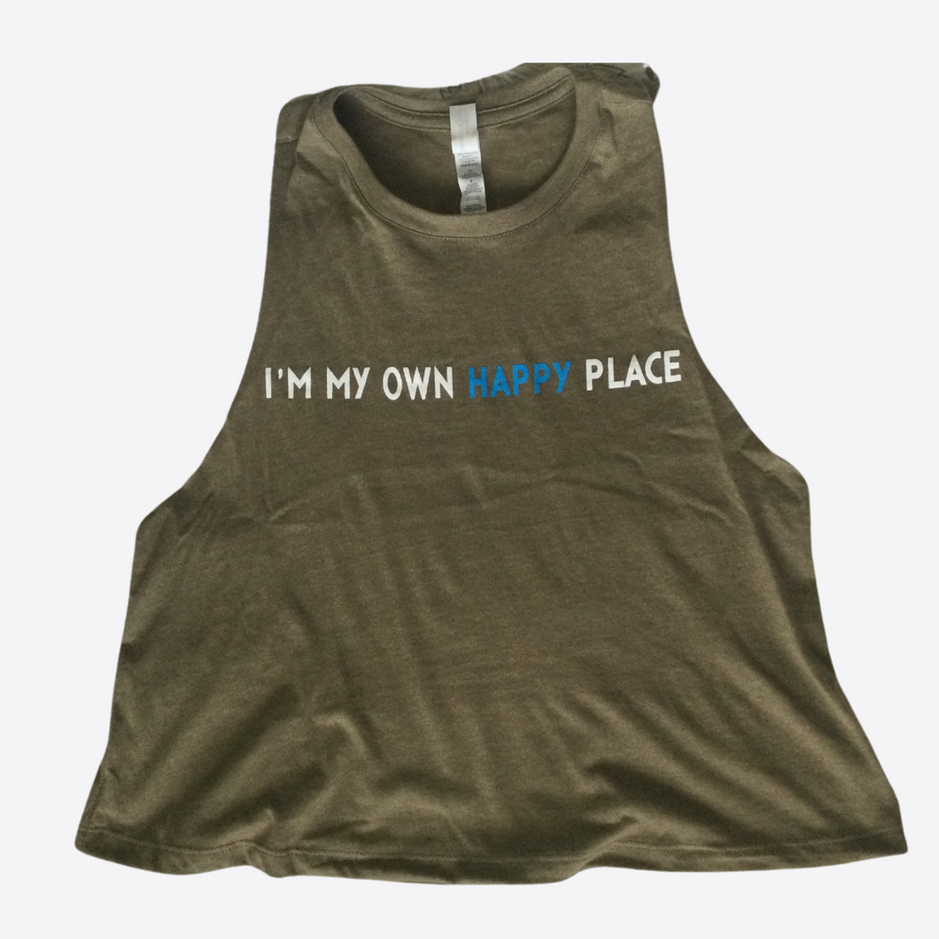 Happy place cropped tank - Heather Olive