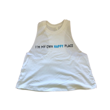 Load image into Gallery viewer, Happy place cropped tank - White
