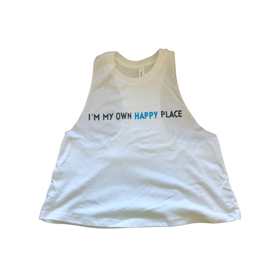 Happy place cropped tank - White