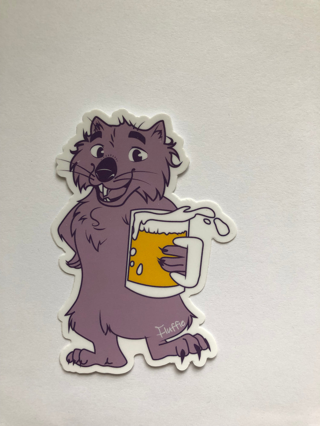 Sticker - wombat w/beer